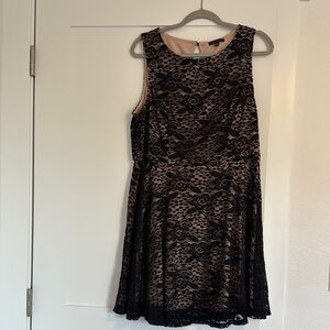 City Triangles Black and Tan Fit and Flare Mini Dress